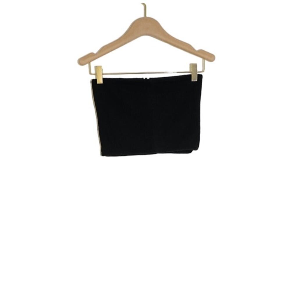 Are You Am I - Strapless Cropped Tube Top in Knit Black / Size M
